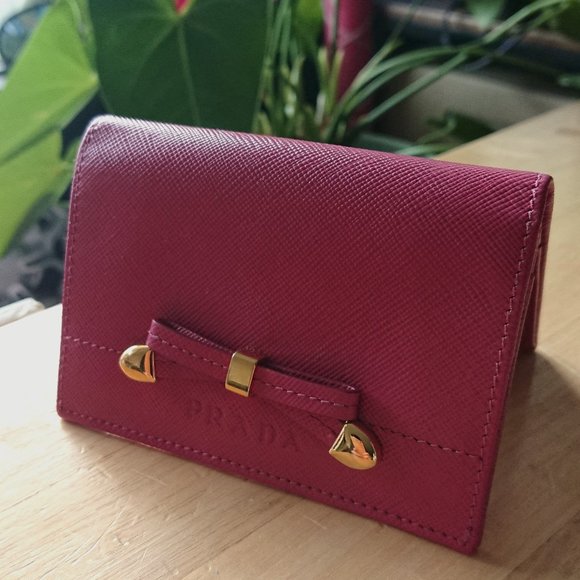 Authentic PRADA card holder (use as card case compact wallet) Fuchsia/Pink - Picture 1 of 12